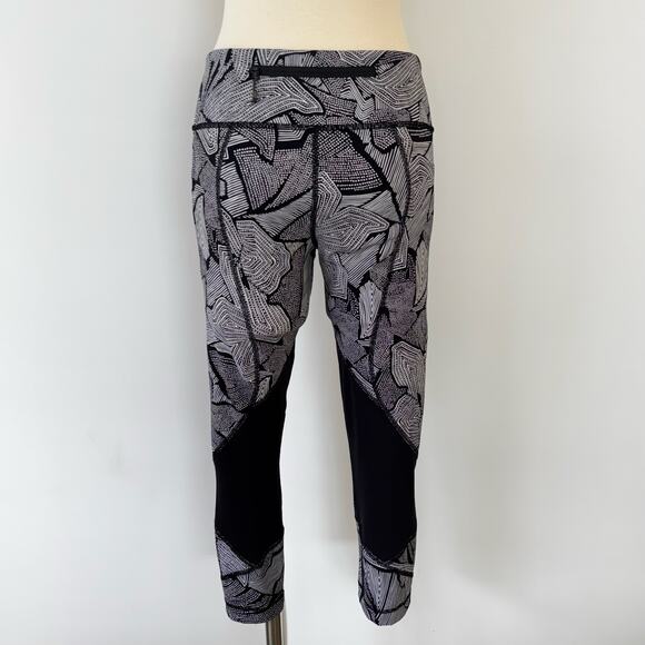Lululemon Pace Rival Crop Leggings Full-On Luxtreme Dottie Tribe White Black 6 - Picture 9 of 13